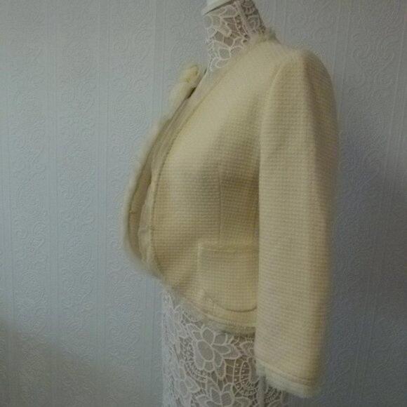 EUC Banana Republic Blazer Sz 8 Ivory Cream Wool Textured Tulle Jacket 2 - Picture 8 of 8